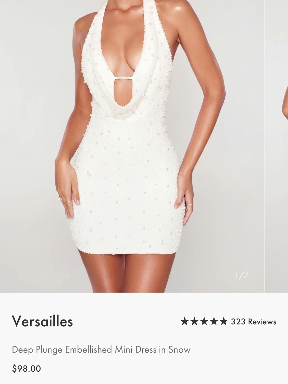 Oh Polly Ivory Beaded Halter Slip Dress